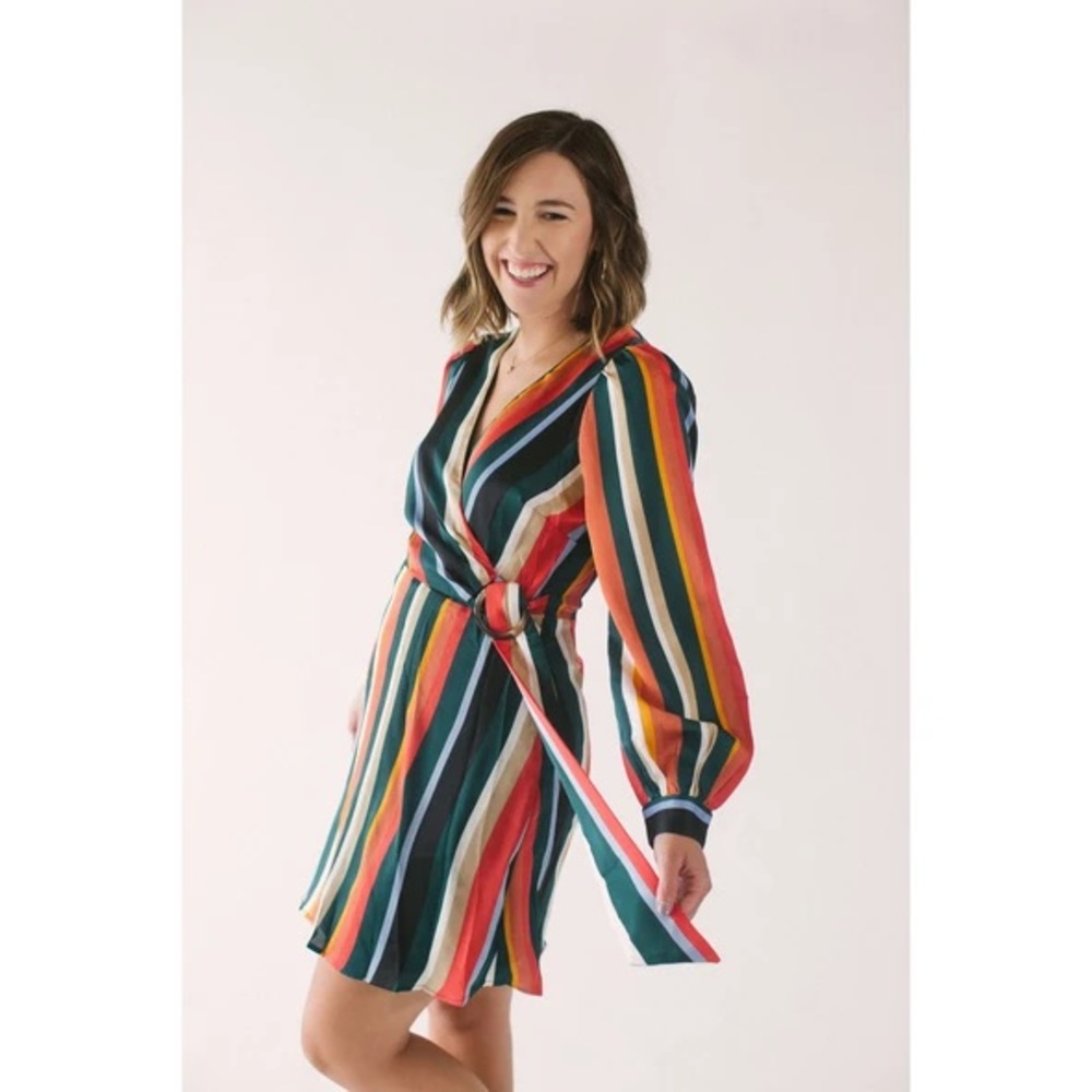NWT Lucy Paris Bethany Stripe Wrap Dress